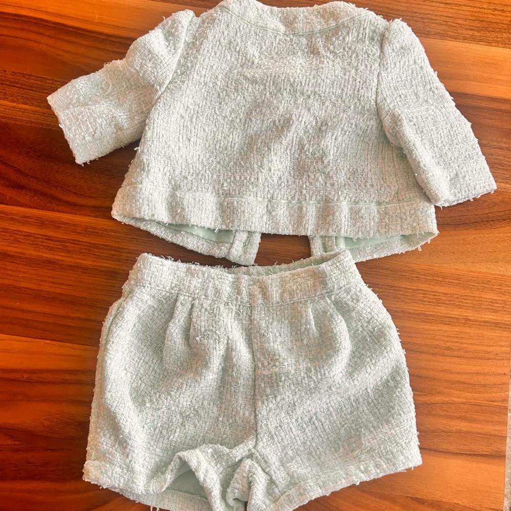 Janie and Jack girls mint green 2 piece